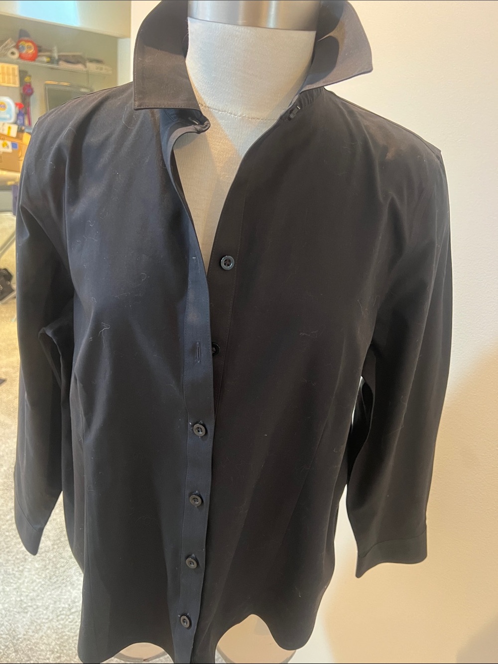 Chico's Black Collared Button-Front Dress Shirt